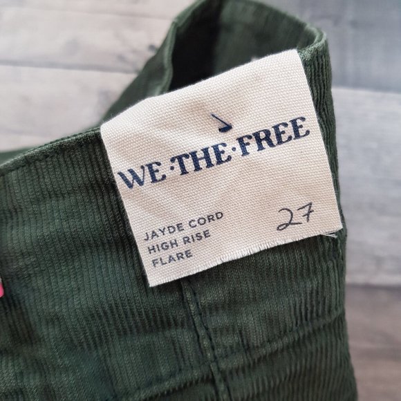 Free People Jayde Corduroy Flare Jeans 27 UK 8 Green High Rise We The Free BN - Picture 9 of 12
